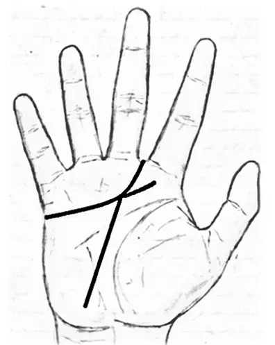 V shape or Vishnu symbol in palmistry