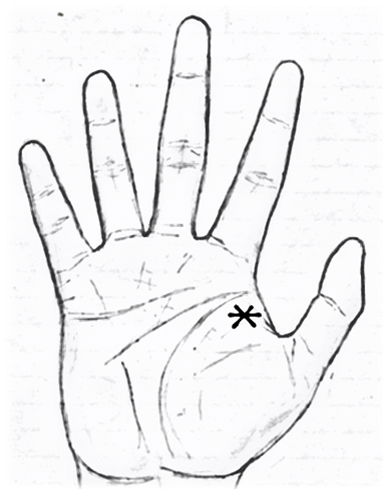 star on lower mount of mars