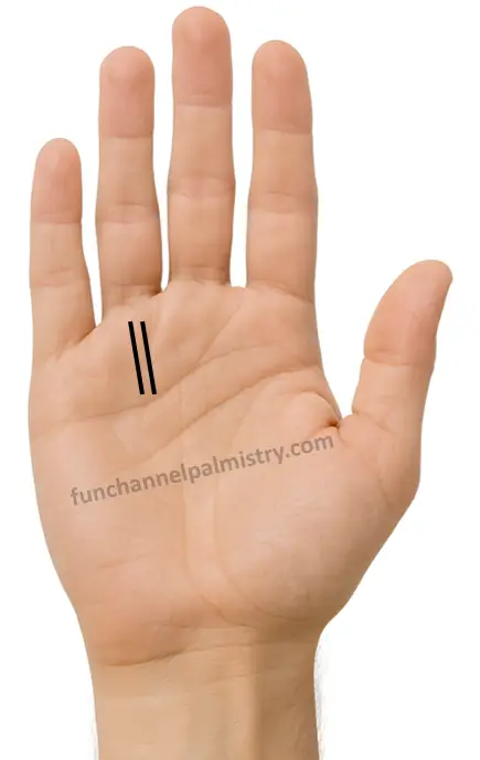Two sun lines on palm