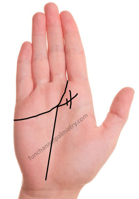 Vertical line cutting the branch from heart line