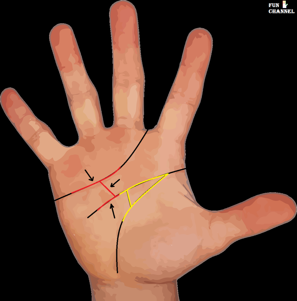 Letter H sign in palmistry